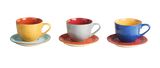 Gekleurde Koffiekopjes met schotel - Set van 6